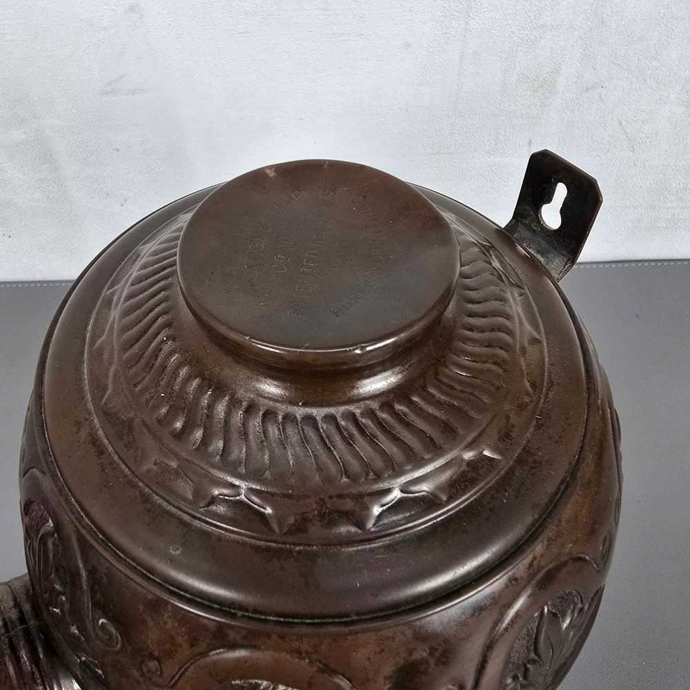Antique Angle Lamp Co Embossed Copper Oil Lamp Fount Kerosene Burner Victorian - Picture 2 of 16